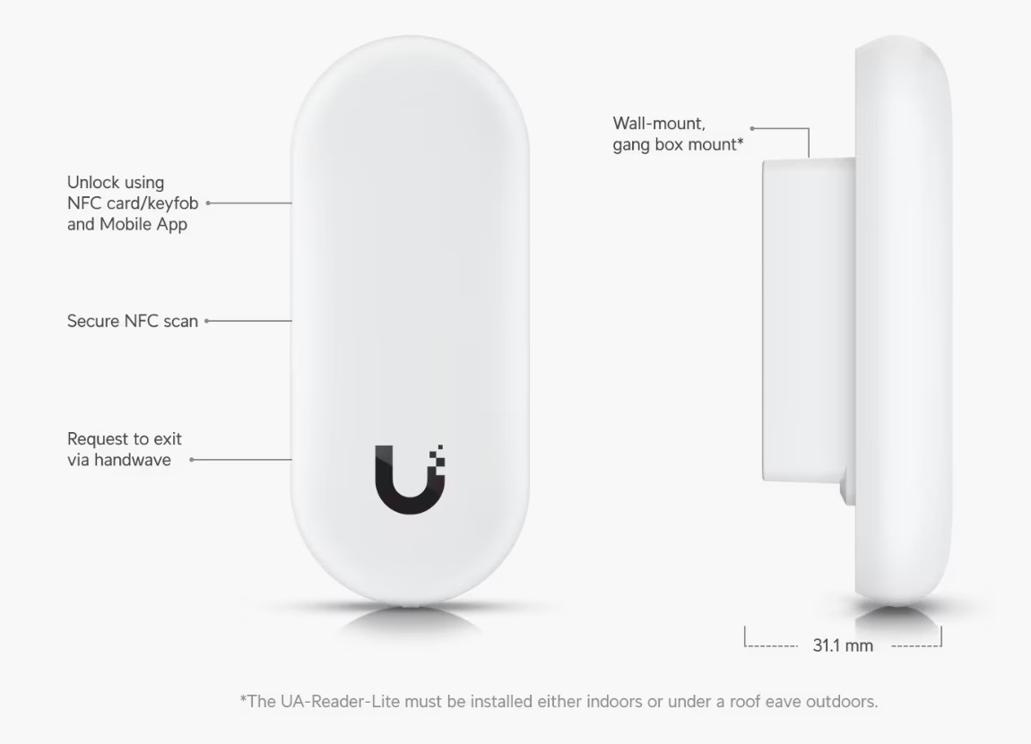 Image of the UA-Reader Lite Unit with labels of what features it has